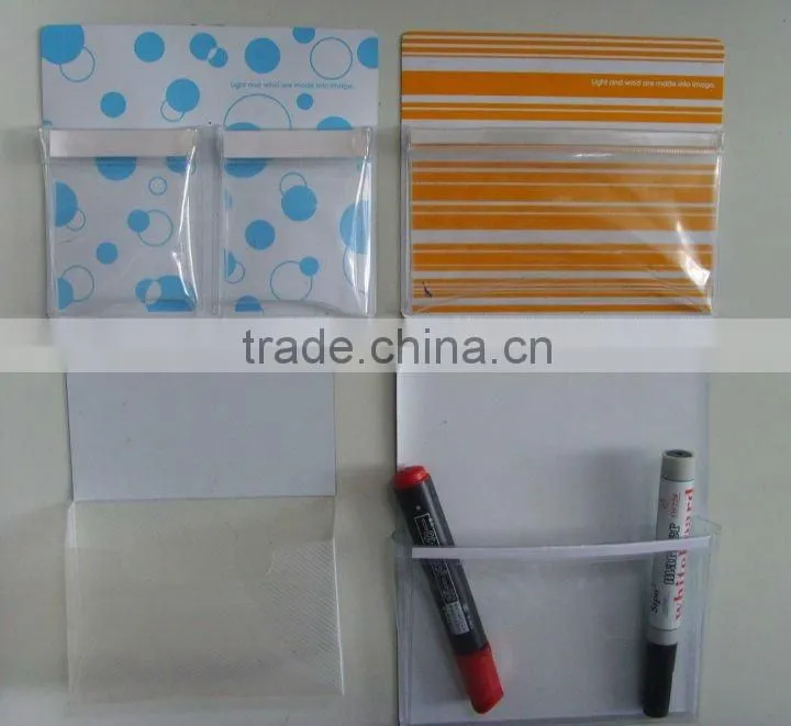 quality magnetic pocket,document pocket,0.4mm,magnetic sheet with pvc,screen printing logo,ticket pouches,die cut seams,folders