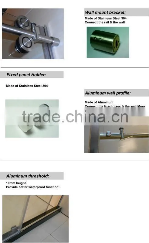 8mm sliding door portable big roller Shower Room