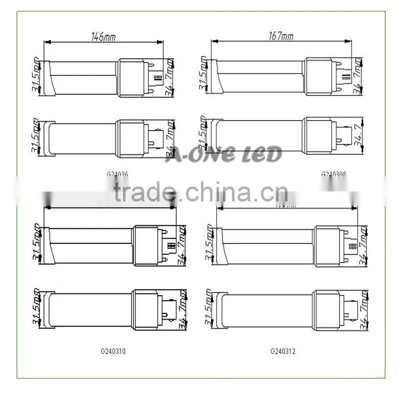 CE RoHS approved 12W led pl light ;high lumen g24 12w led lights made in China