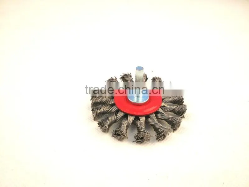 Twist knot wheel brushes, with shank, diameter 75mm or 3"