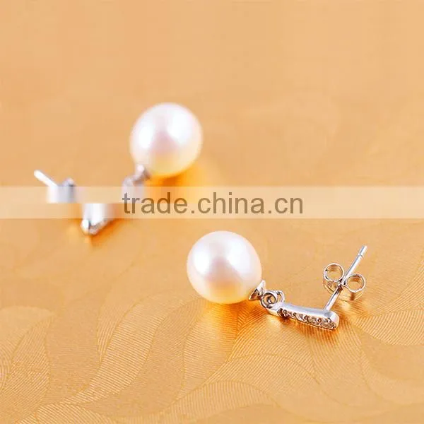 2014 Fashionable Pearl Earring Natural Fresh Water Pearl Earring Designs