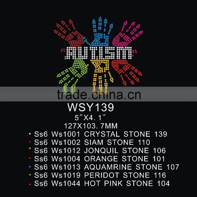 rhinestone iron on autism symbol