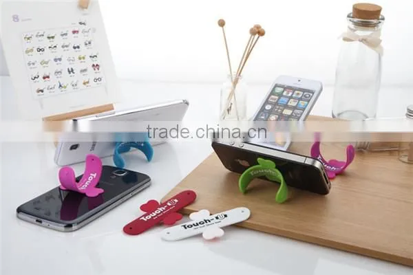 touch-u silicone phone stand with all kinds of color with retails package