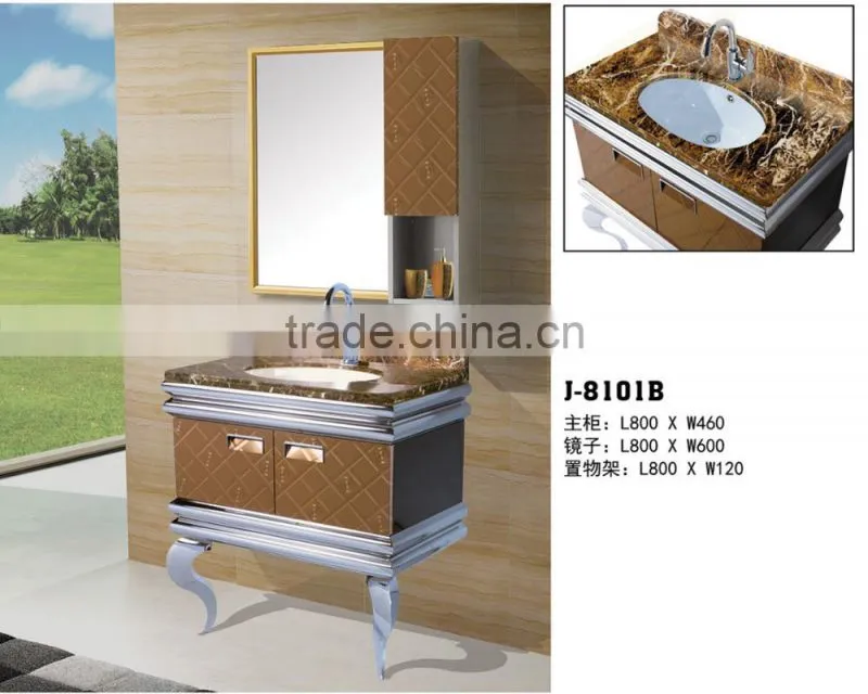 marble top with basin of 304 stainless steel bathroom vanity W8101B