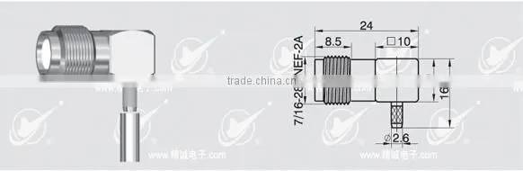 RPTNC female body with male pin 90 right angle for RG316 cable