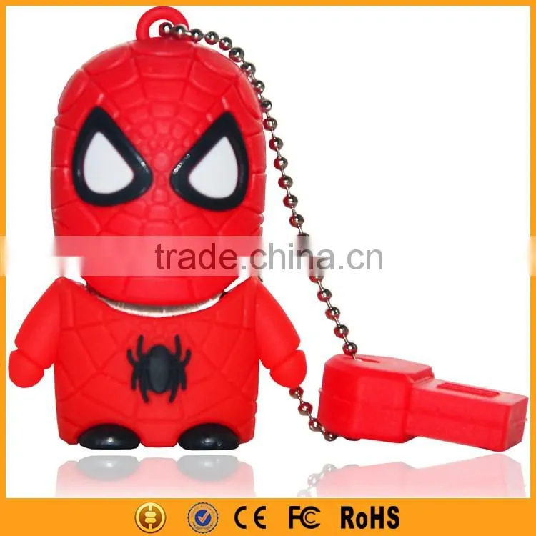 Chiristmas Gift Custom Cartoon USB 2.0 Stick Spiderman USB Flash Drive 16GB