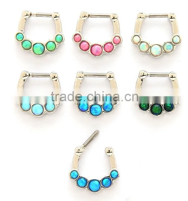 Opal Stone Septum Clickers Body Jewelry Wholesale
