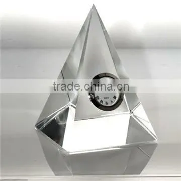 Crystal table clock with rectangle crytsal block for logo engraved