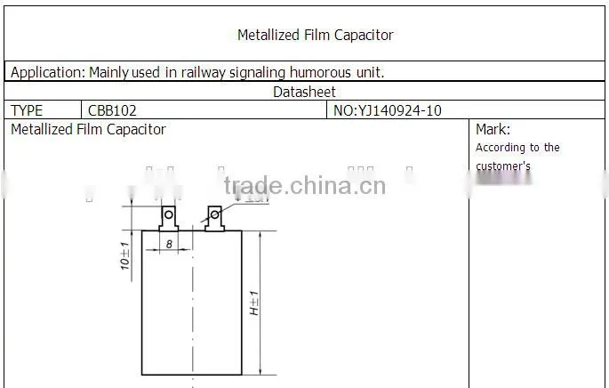 Mainly used in railway signaling humorous unit Capacitor 160V