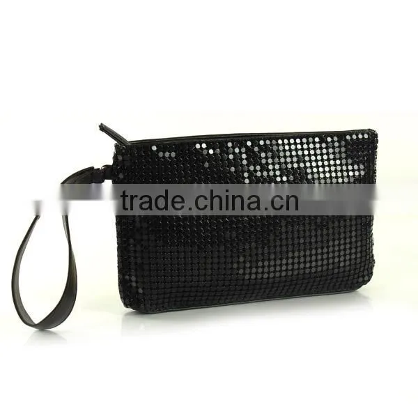 metallic with PU cosmetic zipper bag