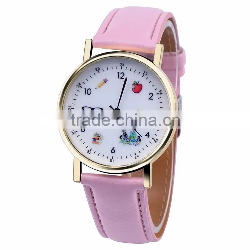 WJ-5396 personality student stylish charming fancy quartz best selling leather girls watch