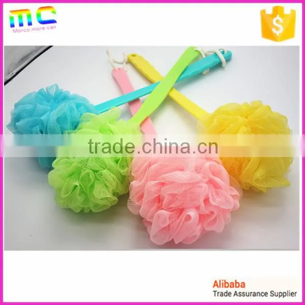 colorful plastic long hand small mesh spa back bath brush