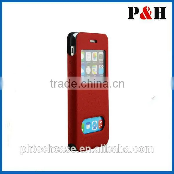 Multi-color leather case with window for iphone 6