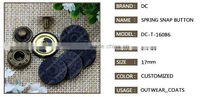 Guangzhou Metal snap button manufactory black button for leather