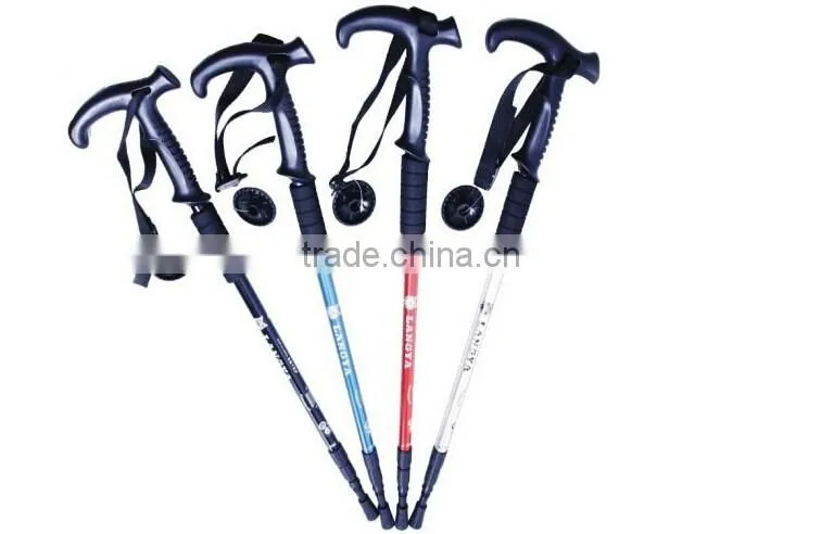 A-OK Hot sale "T" Walking Cane Trekking Pole Telescope Hiking Stick Mountaineering Climb Ultralight Nordic Walking Stick