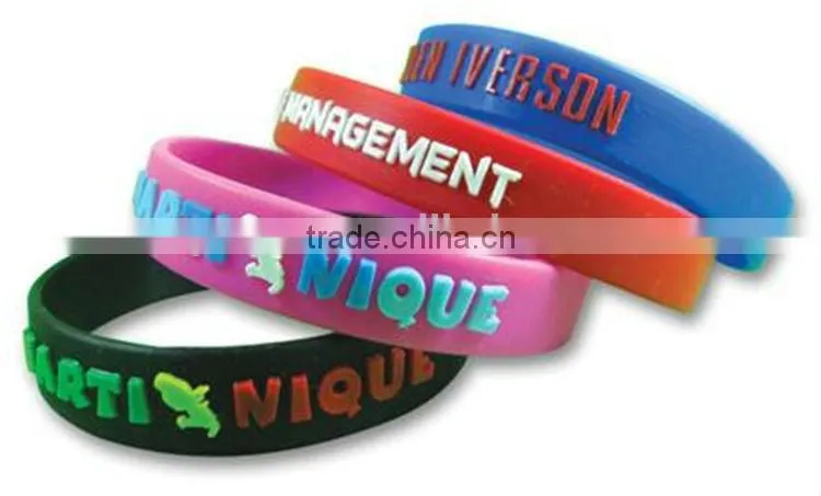 Embossed LOGO with printing for silicone bracelets
