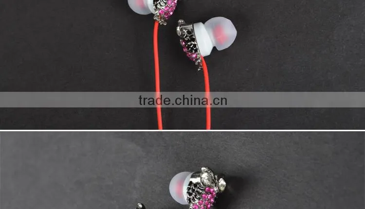 ULDUM IN EAR Owl diamond HeadPhones Earbuds & Mic 3.5mm Earphones - HEAVY BASS