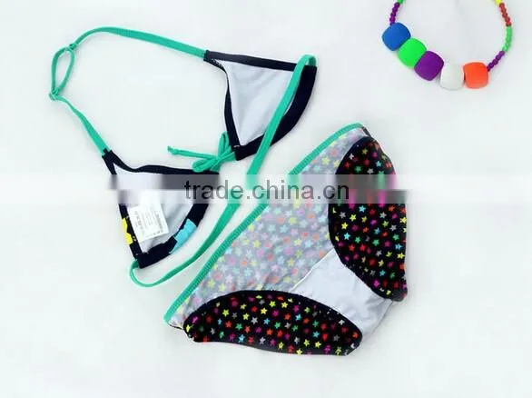 Girls Kids Cartoon Print Bikini Set Child Stars Swimwear Swimming Bathing Suit