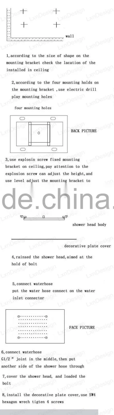chrome finish led shower faucet embed ceiling square shower set stainless steel shower head with led hydro power lights