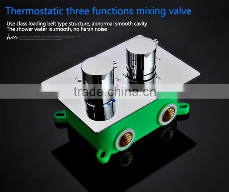 3 function square panel shower diverter valve for conceal shower temperature control thermostatic valve