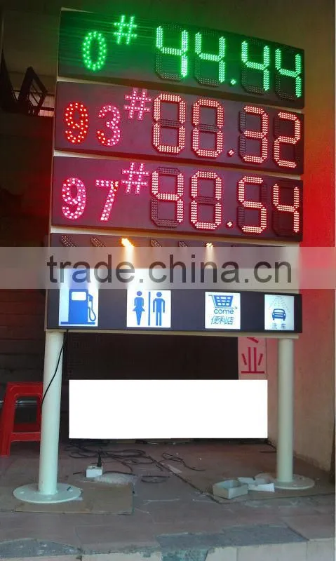 green outdoor led gas price station display