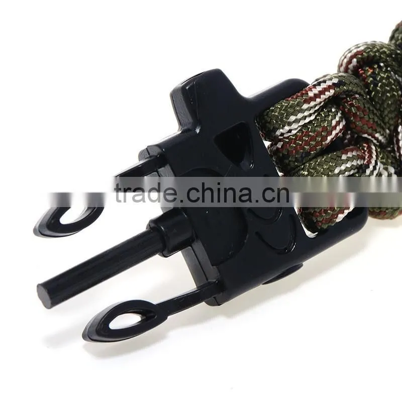 Outdoor men multifunctional Paracord Watch Bracelet with Thermometer &Fishing Kit