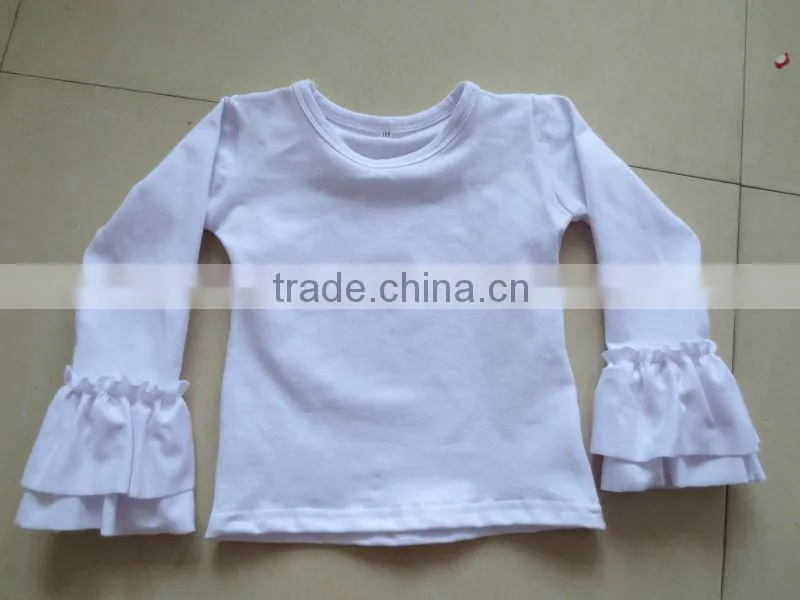 Wholesale baby clothes baby chevron ruffle shirt 100% cotton baby 3/4 ruffle shirts
