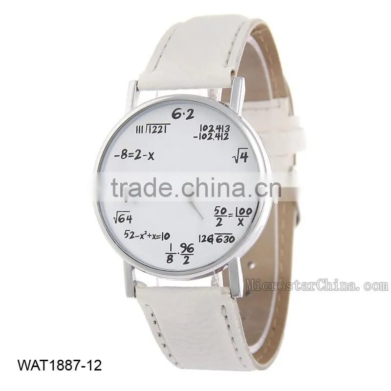 Creative Personalized Mathematical Formula Pink Leather Wrist Watch