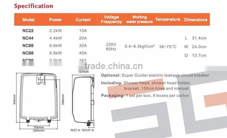 Mini power saving water heater made in taiwan