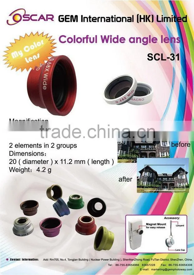 SCL-31 wide angle lens Camera Lens for iphone extra parts mobile phone lens