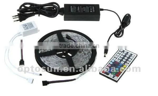 waterproof 5050 led strip 300 leds rgb kit(5m/reel strip with 44keys remote controller and 84w power supply)
