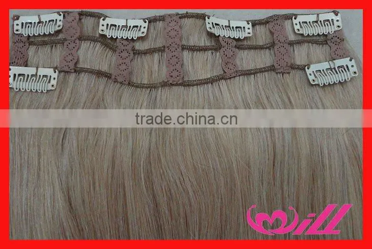 Natural Brown indian clip in hair extensions100% Indian Virgin Hair Human Remy Hair Clip In Hair Extensions For Black Women