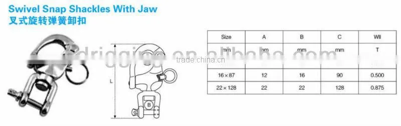 Stainless Steel Jaw Swivel Snap Shackle