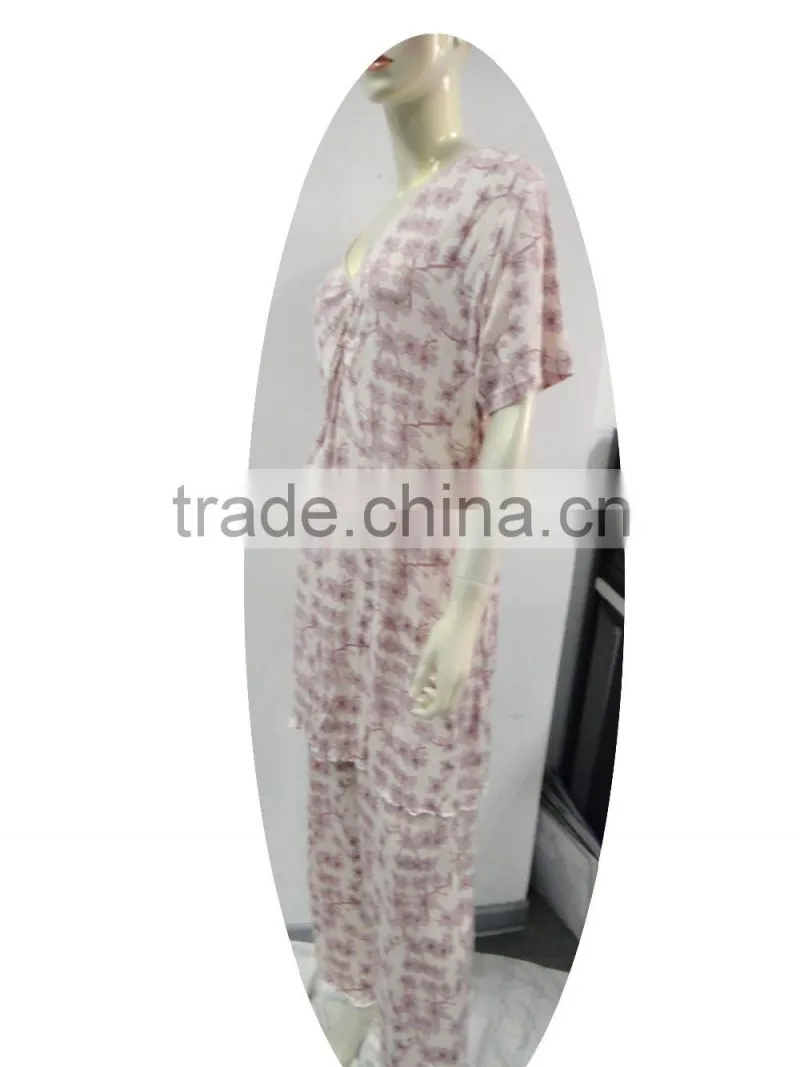 pink floral printed pajama trousers
