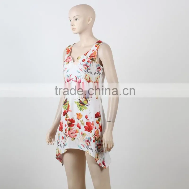 Young Girls Flower Fancy Dress Costumes Tank Printed Dress 2016 Summer