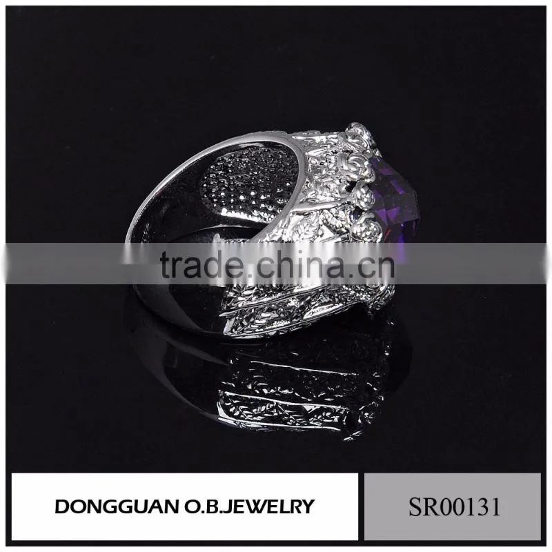 New Products Stainless Steel Ring /925 Silver Ring With Purple Stone Wholesale