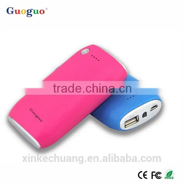 Guoguo hot seller quick charging LED torch portable 4400mAh power bank for iphone7