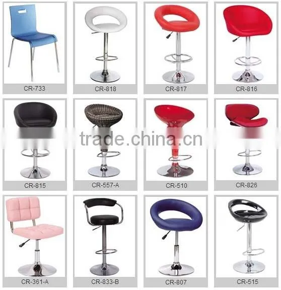 Black hard PU leather height adjustable bar stool