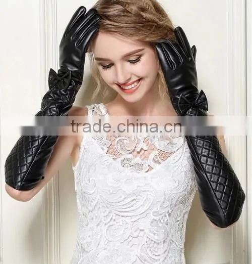 Stylish Black Long Grid Gloves 2016 Hot Fashion Long Grid Gloves