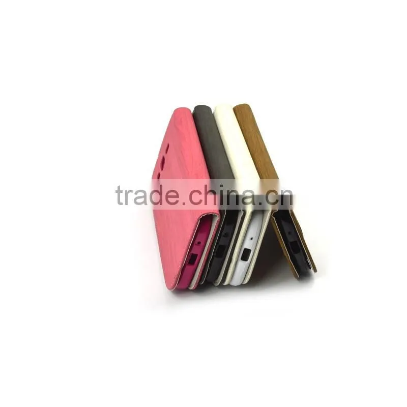 2016 Hot Sales PU Leather Case for iphone6 by Wooden Lines Grain and Suitable for Business Man with Card Slots and Big Magnet