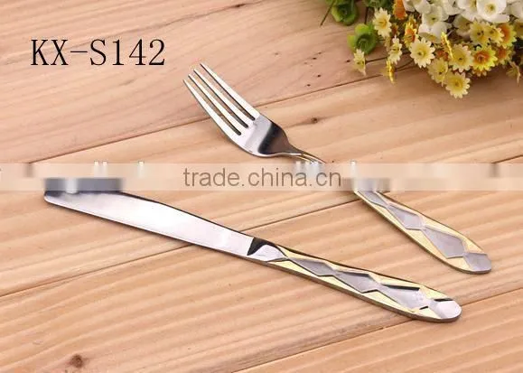 Modern Gold Plated Handle Stainless Steel Tableware Set - KX-S142