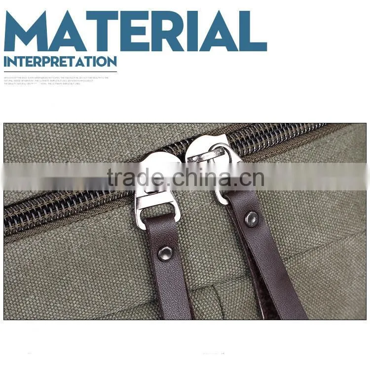2016 manufactures China cotton bag Classic Canvas Backpack with leather