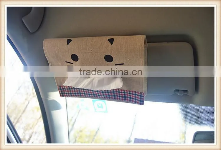 sun visor tissue box cotton and linen car tissue holder