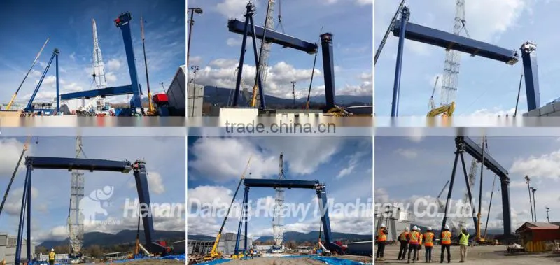 Heavy Duty Single Girder Gantry Crane,300ton Ship Building Gantry Crane with Movable Cabin