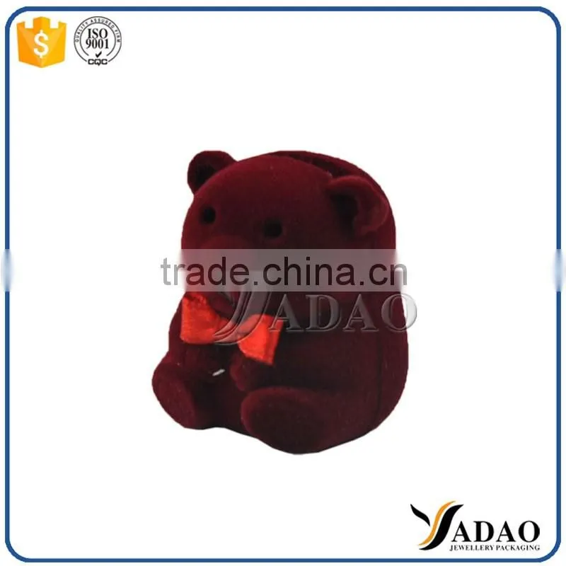 Best popular in the wolrd cute panda shape flocking ring jewelry boxes