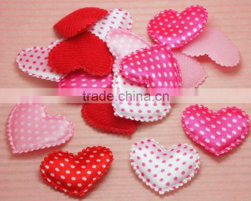 2015 Red Both Side Padded Satin Heart Applique Craft Wedding