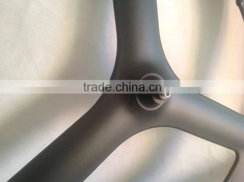 2015 New design 700c 3 spoke wheels carbon fiber T800 carbon tri-spoke wheels 3k glossy matte