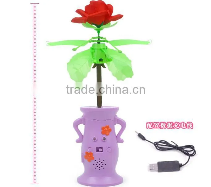 Newest Flying Toys ,RC Flying Toys Hand Sensor Doll Toy Roses Flower( three seconds to start )