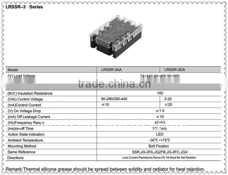 Triple phase solid state relay SSR-3DA/3AA heat sink with Fan