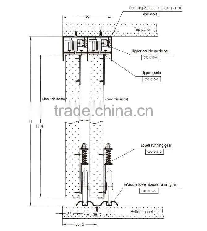 2016 Popular Soft Close Flush Wardrobe Sliding Door System